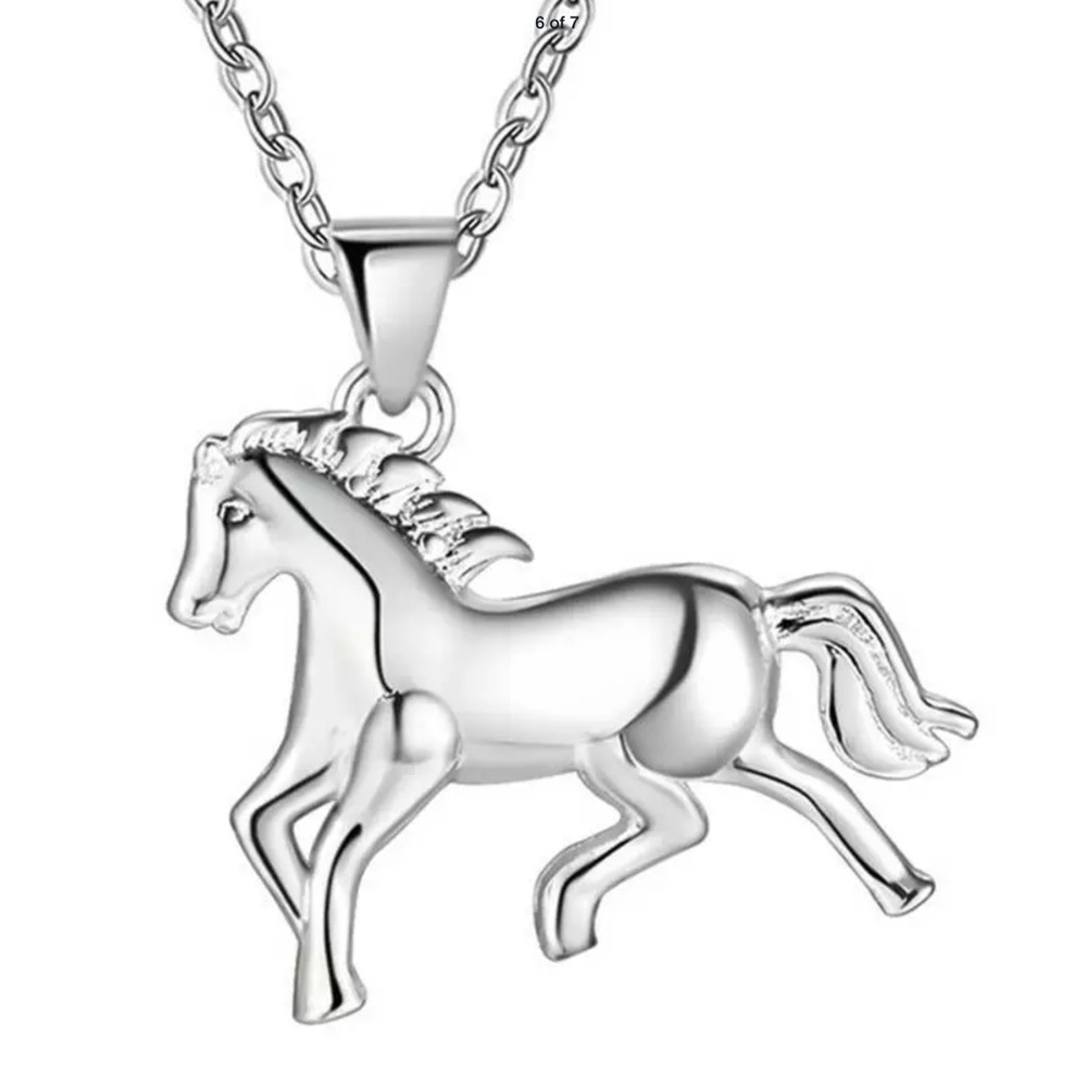 New Sterling Silver Horse Necklace & Earrings Set - Picture 5 of 6